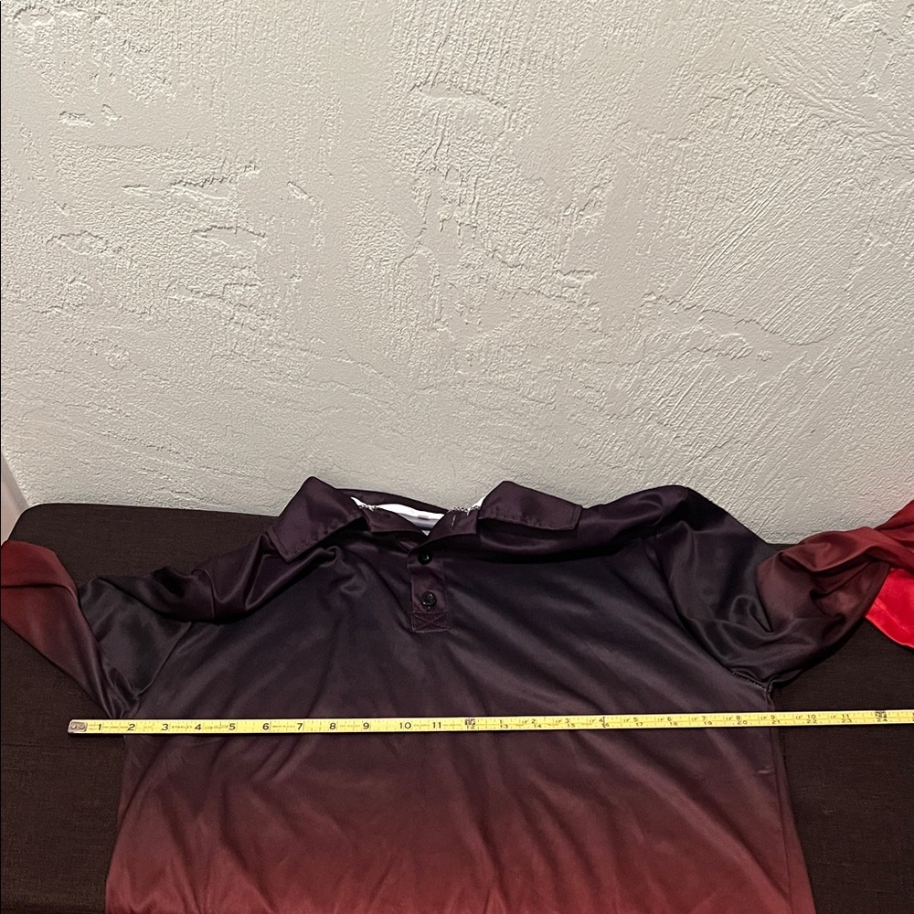 #1476+Red and Black Gradient Long Sleeve Shirt - Picture 5 of 9